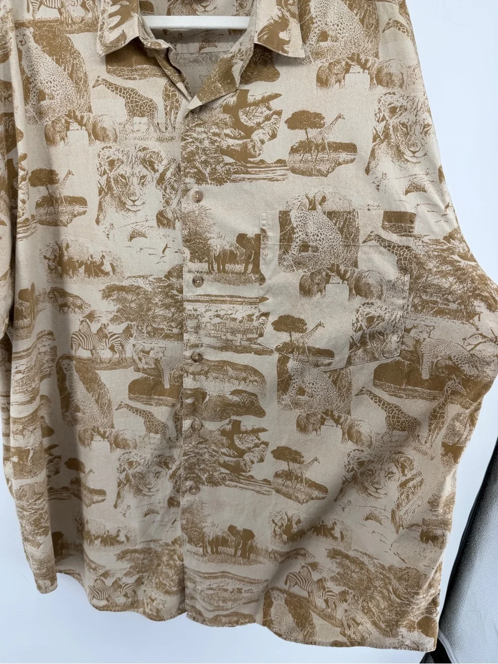 Vtg 80s Banana Republic Heritage ResortWear Safari Travel Co Toile Shirt XL